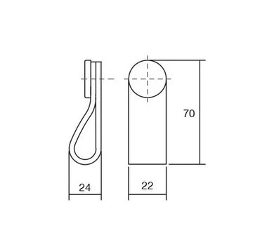 Maner Flexa din piele bejpentru mobilier, cu ornament alama, L: 70 mm