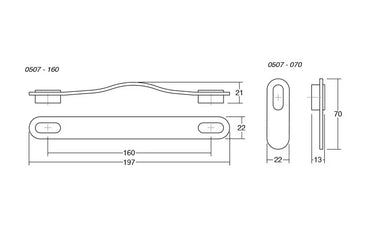 Maner Oblong din piele neagra pentru mobilier, cu ornament finisaj auriu periat