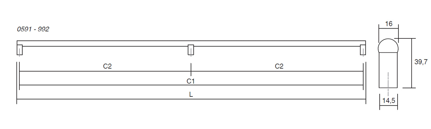 Maner pentru mobila Eto, finisaj negru mat/negru mat lacuit, L:1006.6 mm