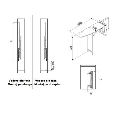 Masa de calcat cu picior S-6611, Alba, Starax