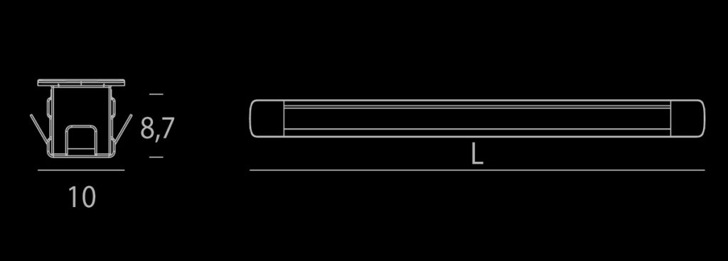 Profil LED incastrat pentru mobila 563mm, Mini Profilo Diviemme