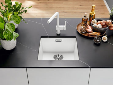 Chiuveta de bucatarie, montare sub blat, Subline 523426, silgranit alb, 430 x 460 mm, Blanco