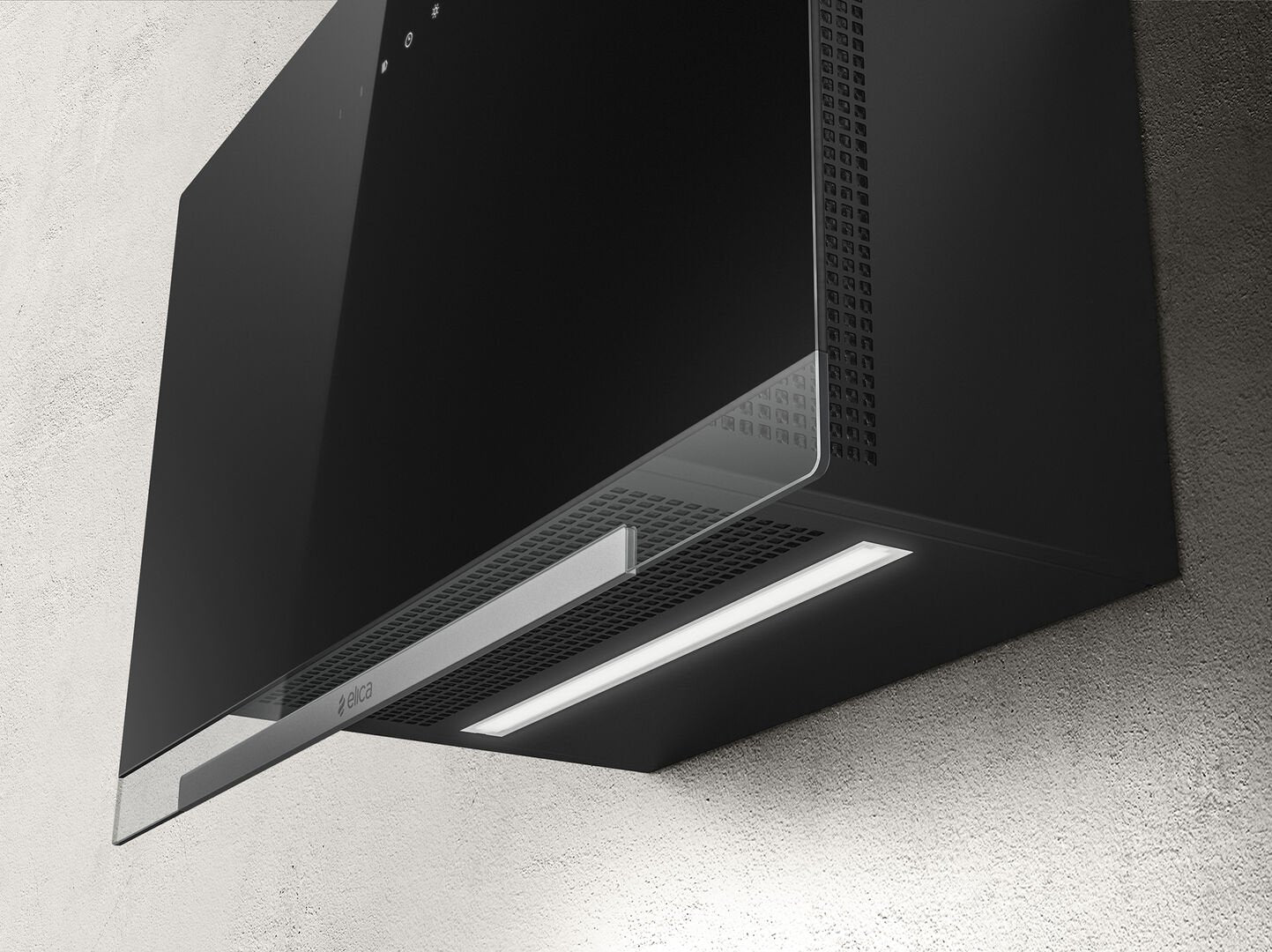 Hotă Neagră/Sticlă Aplomb Montaj Pe Perete 90cm BL/A/90, Elica