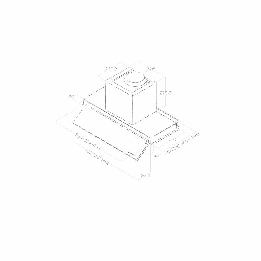 Hotă Inox Boxin No Drip Încorporabilă 120cm IX/A/120, Elica