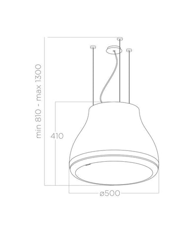 Hotă Neagră/Fontă Suspendată 50cm SHINING CAST IRON/F/50, Elica