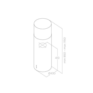 Hotă Inox Tube Pro Island Suspendată 43cm IX/A/43, Elica