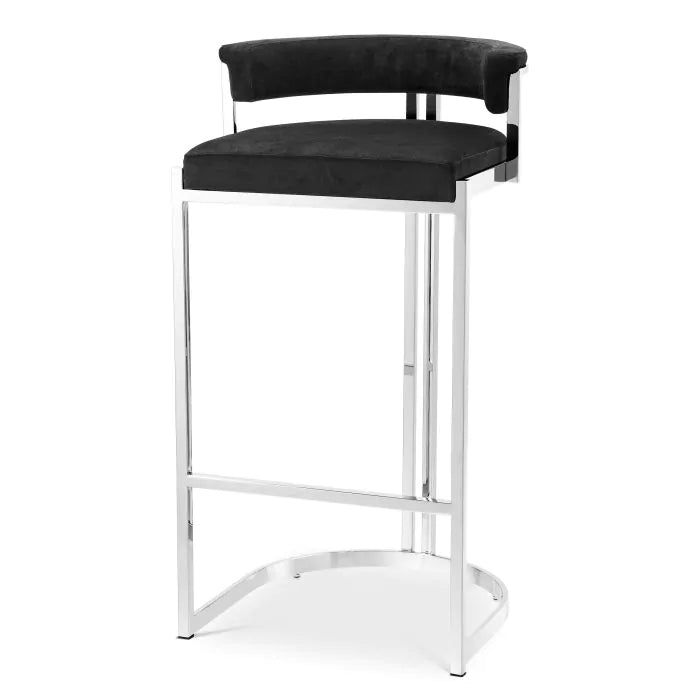 Scaun Stool Dante Black Velvet 111660, Eichholtz