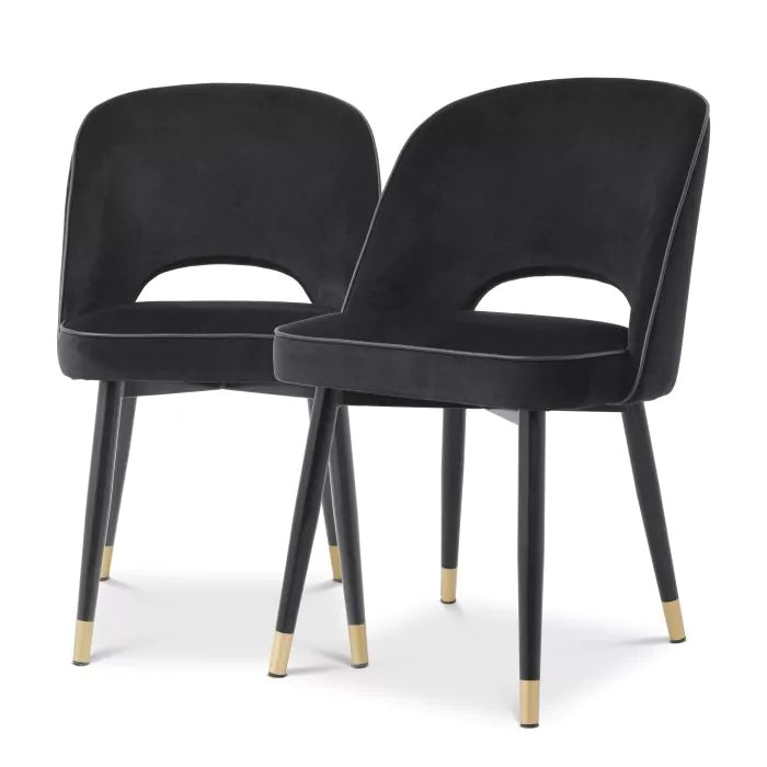 Set Două Scaune Dining Cliff Black Velvet 114401, Eichholtz