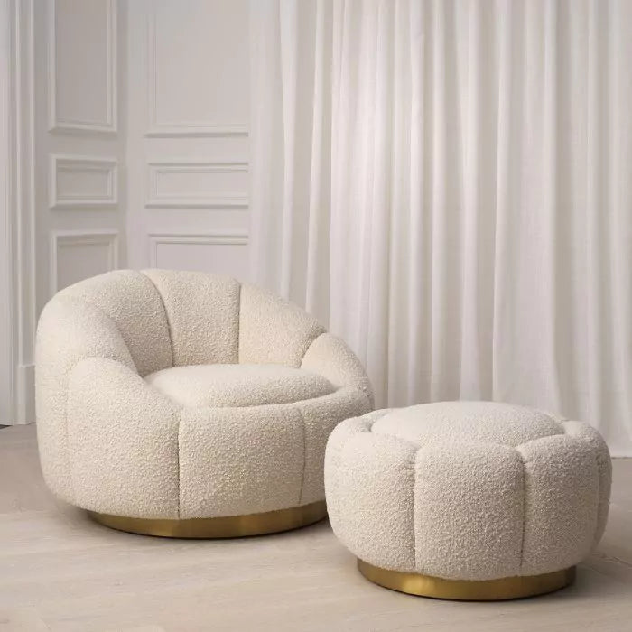 Taburet Ottoman Inger Boucle Cream 115620,  Eichholtz