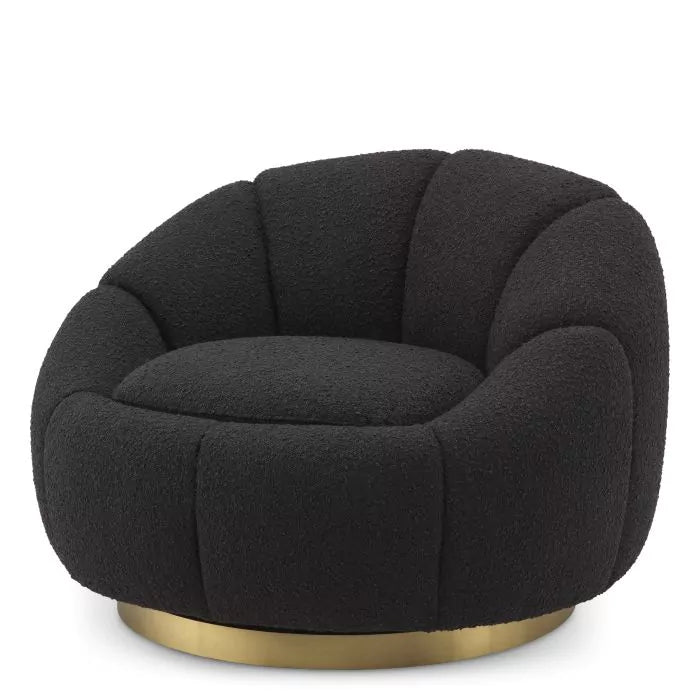 Fotoliu Pivotant Inger Boucle Black 116617, Eichholtz