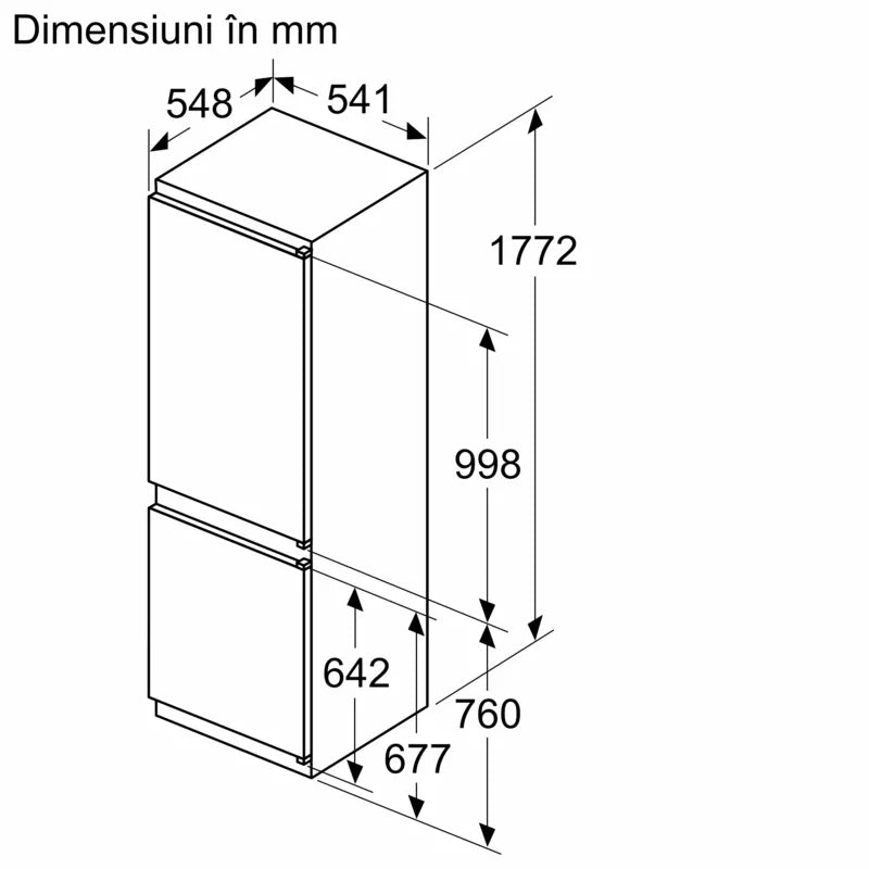 Seria 2 Combină frigorifică încorporabilă 177.2 x 54.1 cm Balama culisantă KIN86NSE0, Bosch