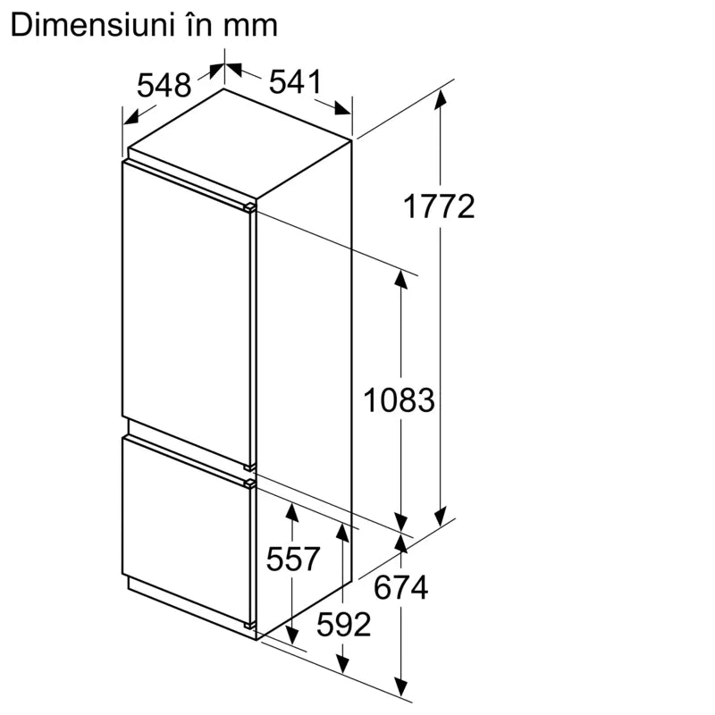 Seria 2 Combină frigorifică încorporabilă 177.2 x 54.1 cm Balama culisantă KIV87NSE0, Bosch