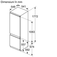 Seria 2 Combină frigorifică încorporabilă 177.2 x 54.1 cm Balama culisantă KIV87NSE0, Bosch