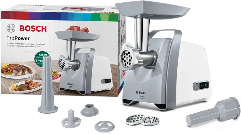Tocător de carne ProPower 1600 W Alb, Window grey MFW45020, Bosch