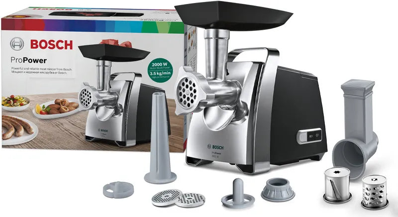Tocător de carne ProPower 2000 W Black, chrome MFW67440, Bosch