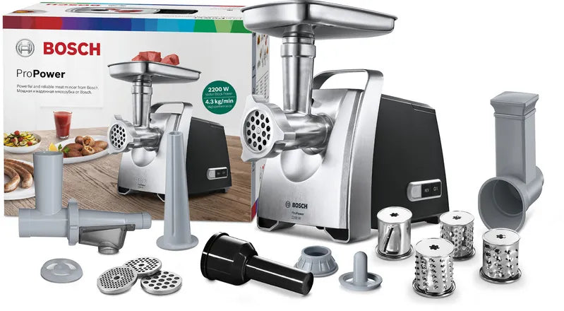 Tocător de carne ProPower 2200 W Black, chrome MFW68660, Bosch