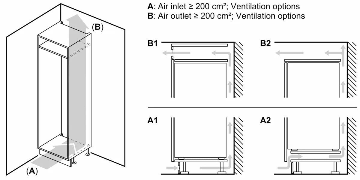 Seria 2 Combină frigorifică încorporabilă 177.2 x 54.1 cm Balama culisantă KIV86NSE0, Bosch