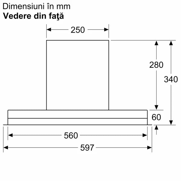 Hotă complet integrabilă 60 cm clear glass black printed D65XAM2S0, Neff