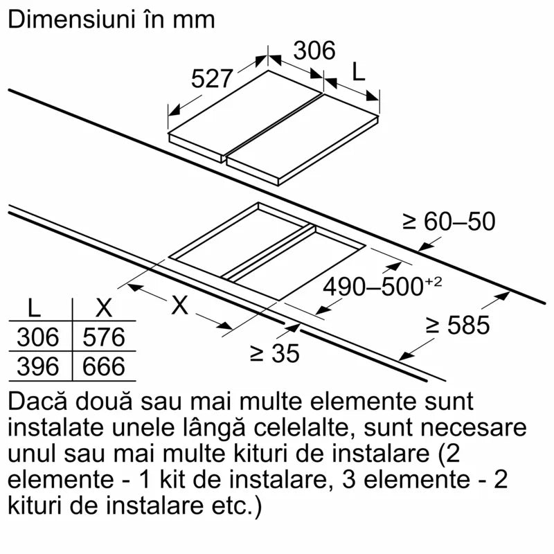 Seria 8 Plită pe gaz, Domino 30 cm Vitroceramică PRB3A6B70, Bosch