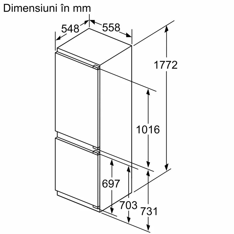 Combină frigorifică încorporabilă 177.2 x 55.8 cm Balama plată cu închidere amortizată KI7863DD0, Neff