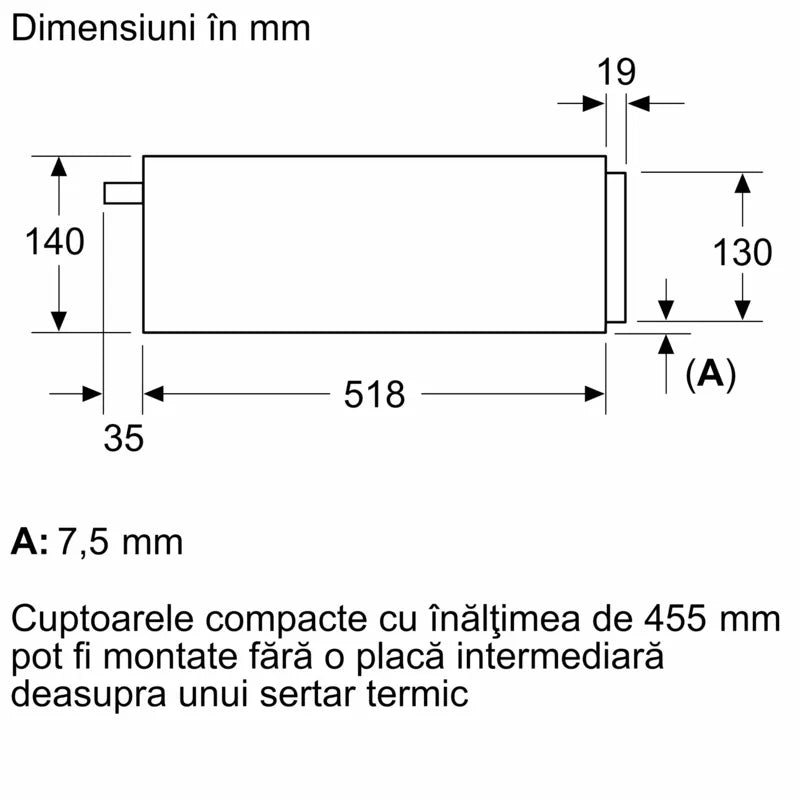 Seria 8 Sertar termic 60 x 14 cm BIC7101B1, Bosch