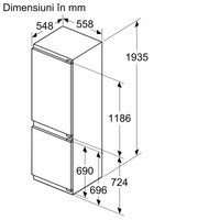 Seria 4 Combină frigorifică încorporabilă 193.5 x 55.8 cm Balama plată KIN96VFD0, Bosch