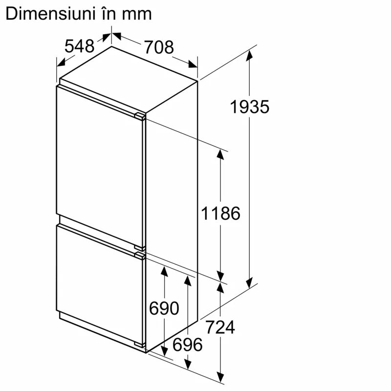 Seria 4 Combină frigorifică încorporabilă 193.5 x 70.8 cm Balama plată KBN96VFE0, Bosch