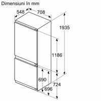 Seria 4 Combină frigorifică încorporabilă 193.5 x 70.8 cm Balama plată KBN96VFE0, Bosch