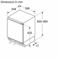 Seria 4 Frigider încorporabil sub blat cu compartiment de congelare 82 x 60 cm Balama plată KUL22VFD0, Bosch