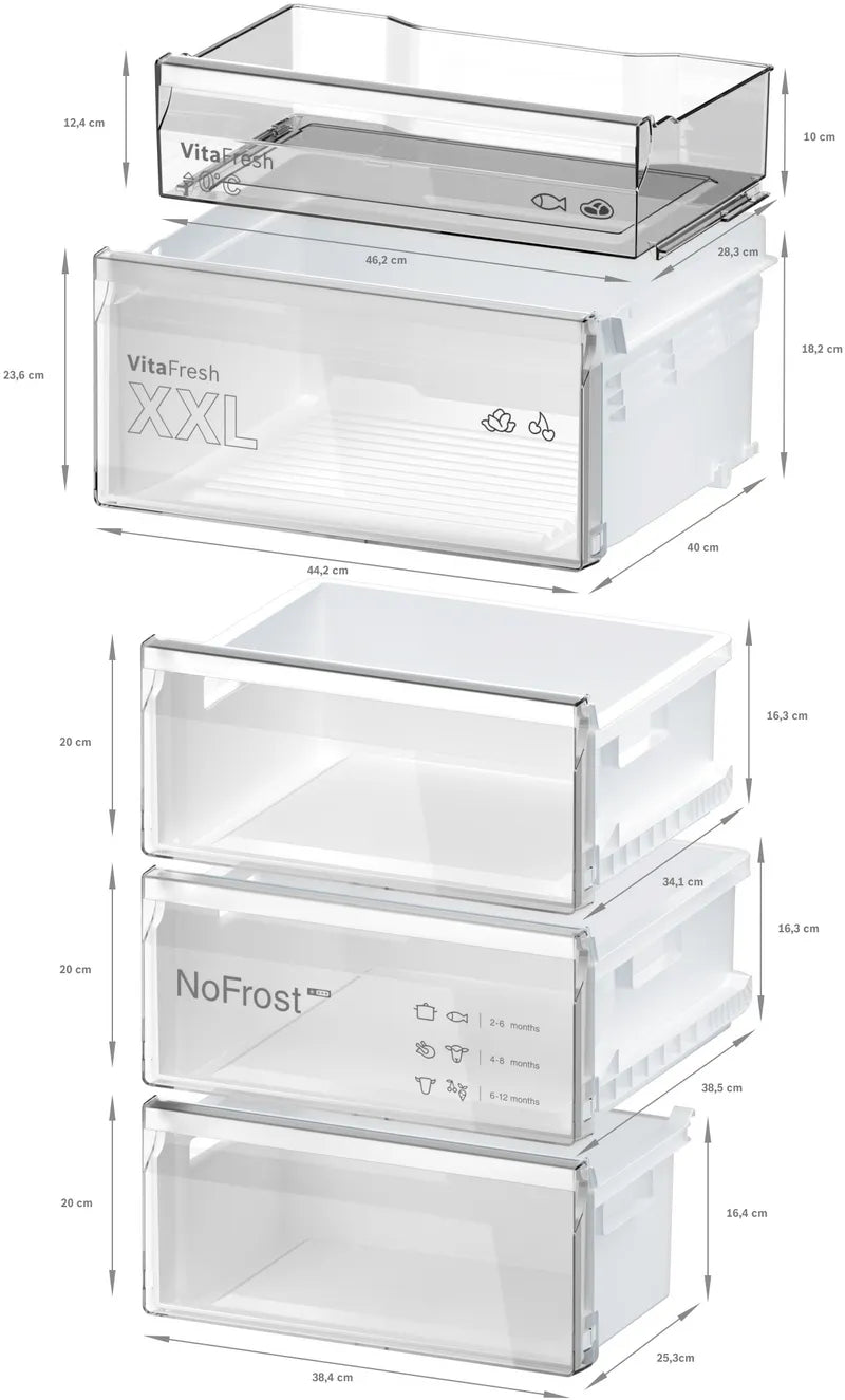 Seria 4 Combină frigorifică independentă 203 x 60 cm Oțel inoxidabil Anti-Amprentă negru KGN39VXCT, Bosch