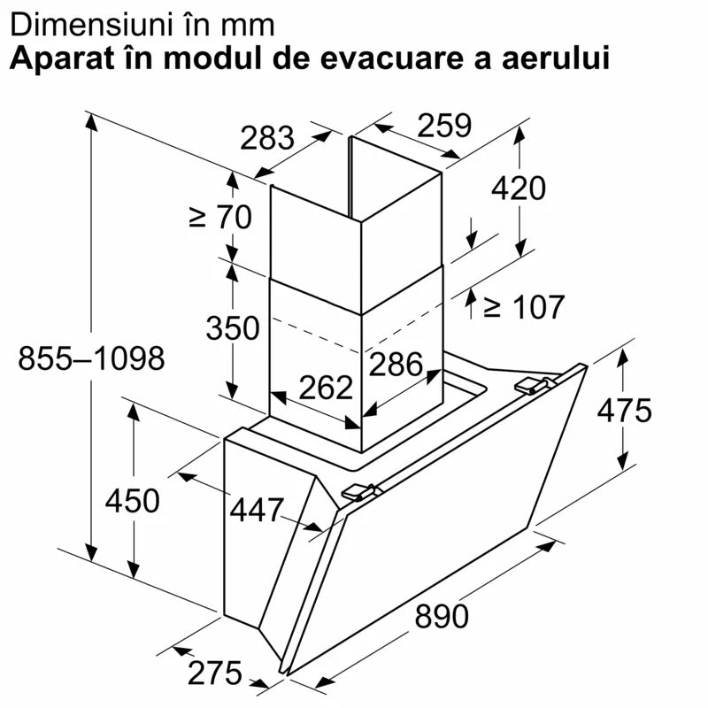 Hotă decorativă de perete 90 cm Flex Design D98IPT2Y5, Neff