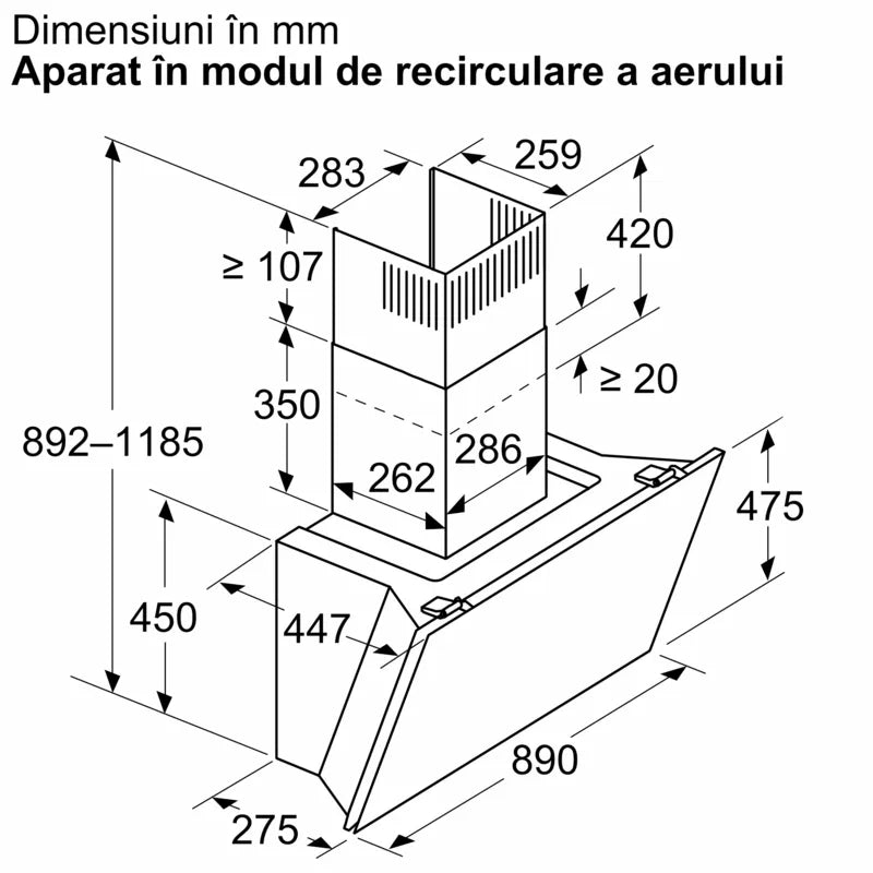 Hotă decorativă de perete 90 cm Flex Design D98IPT2Y5, Neff