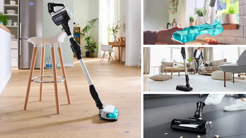 Aspirator vertical 2in1, cu funcție mop Unlimited 7 ProHygienic Aqua Alb BCS71HYG2, Bosch