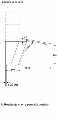 Hotă decorativă de perete 90 cm clear glass black printed D98IPT2S0, Neff