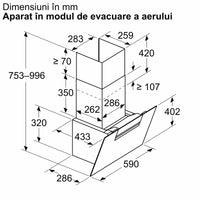 Seria 4 Hotă decorativă de perete 60 cm clear glass DWK67FN20, Bosch