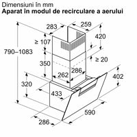 Seria 4 Hotă decorativă de perete 60 cm clear glass DWK67FN20, Bosch