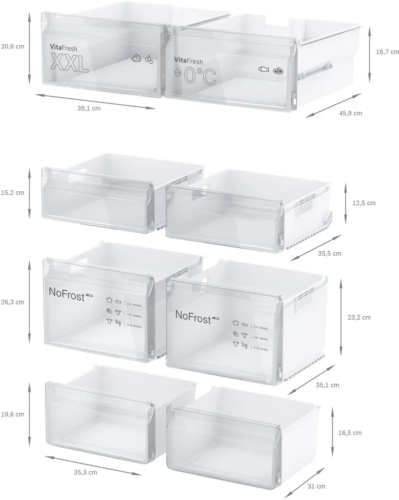 Serie | 4 Combină frigorifică MultiDoor 183 x 91 cm AntiAmprentă KFN96VPEA, Bosch