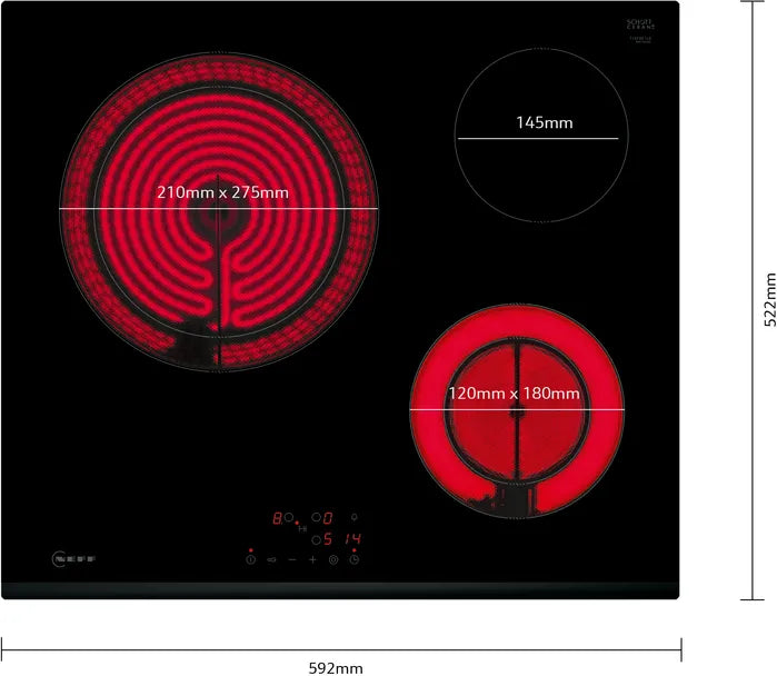 Plită radiantă 60 cm Negru, T16FBK1L8, Neff