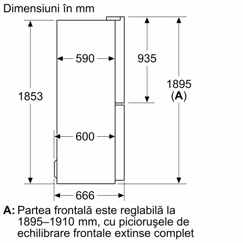 Seria 4 Frigider MultiDoor, usi din sticla. 189.5 x 85.5 cm KMC85LEEA, Bosch