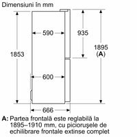 Seria 4 Frigider MultiDoor, usi din sticla. 189.5 x 85.5 cm KMC85LEEA, Bosch