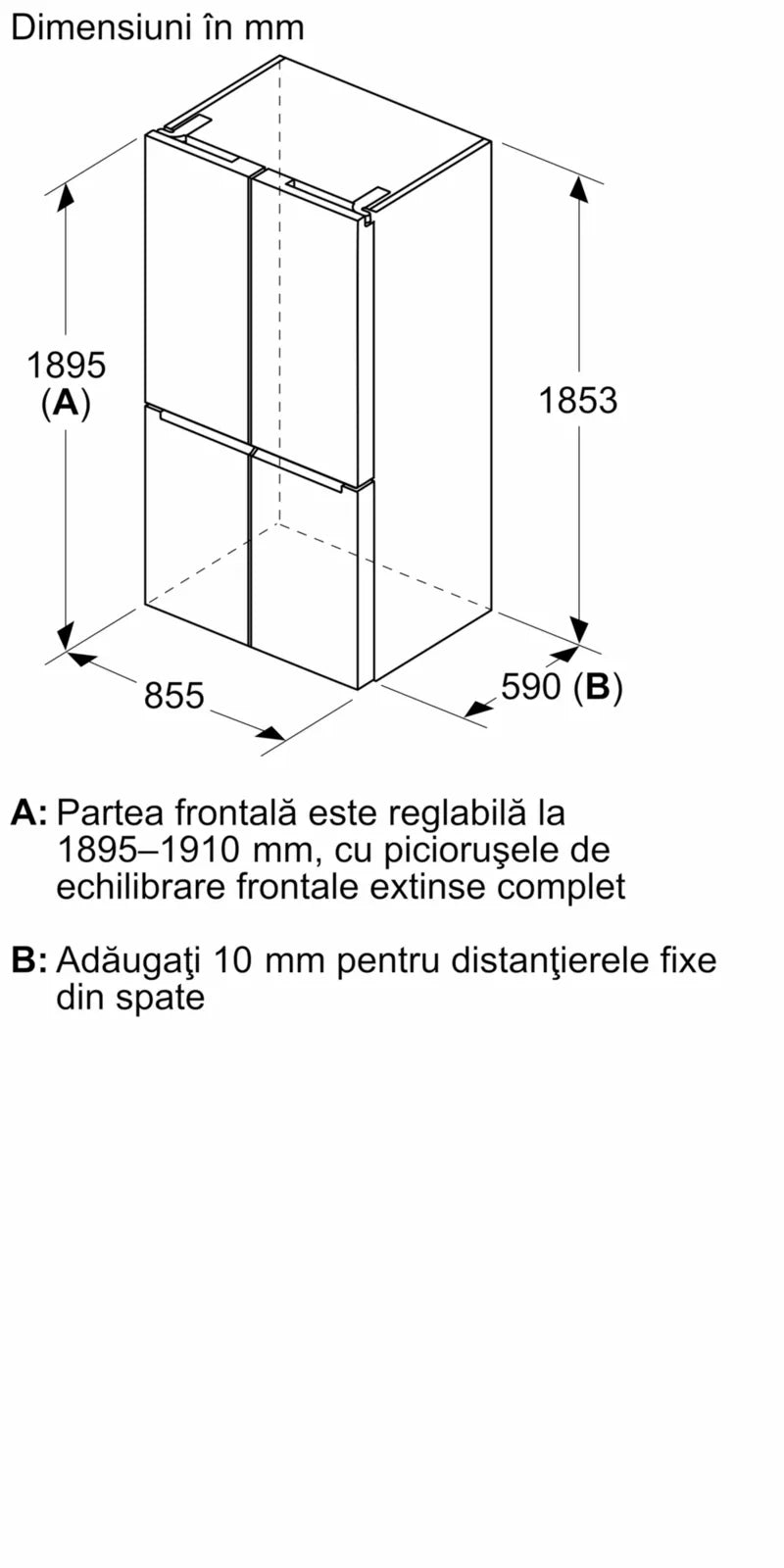 Seria 4 Frigider MultiDoor, usi din sticla. 189.5 x 85.5 cm KMC85LEEA, Bosch