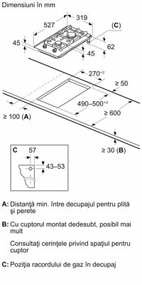 Plită pe gaz, Domino 30 cm Vitroceramică, Negru N23TS29S0, Neff