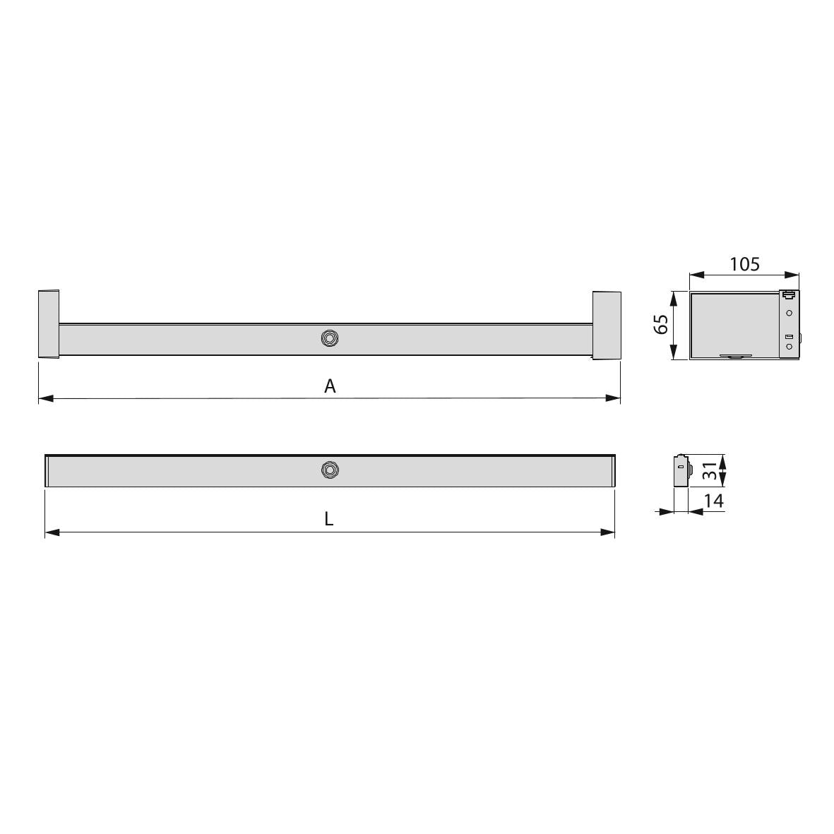 Bara Castor cu lumina LED si senzor de miscare pentru garderoba, 1158mm, Emuca