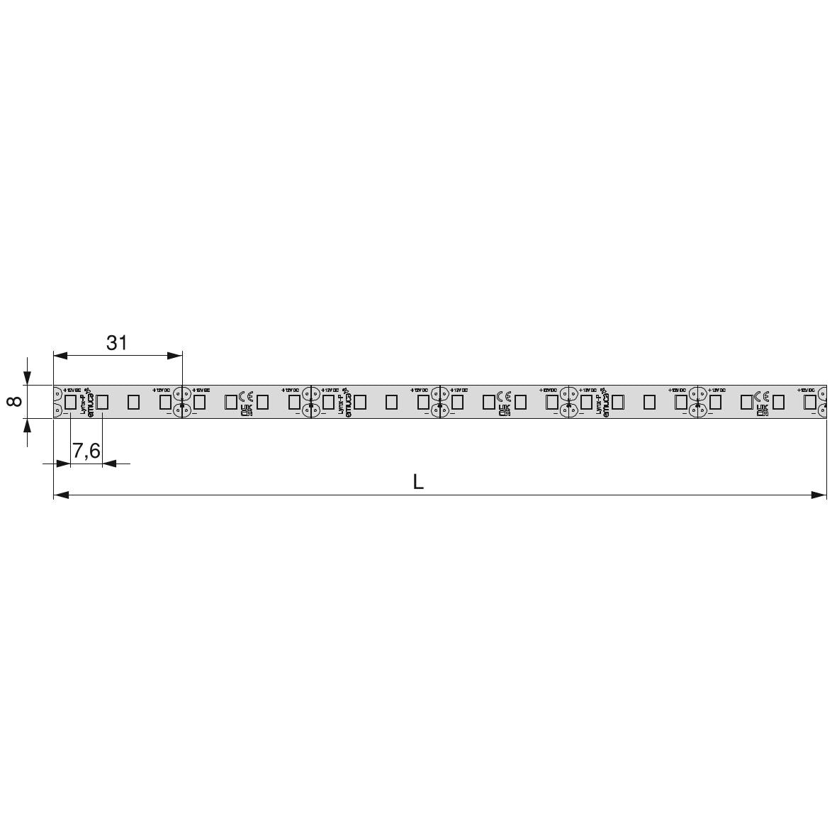 Bandă LED Lynx Premium 14,4W/m IP20 (12V DC), 5 m, Emuca