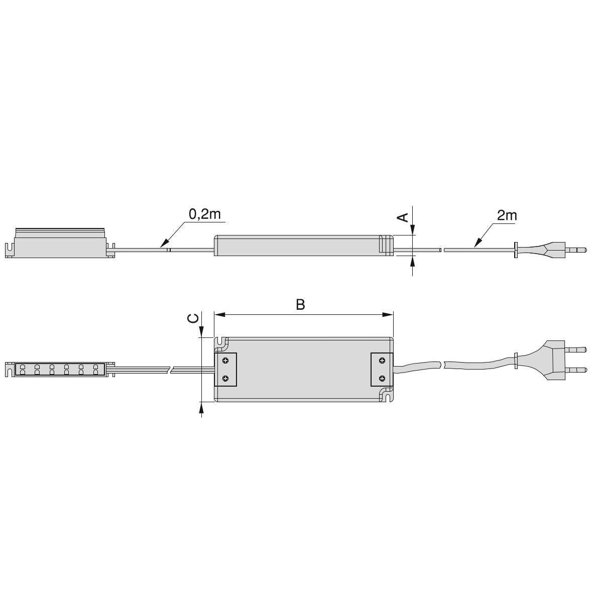 Transformator Banda LED, 12V DC, 200W, Emuca