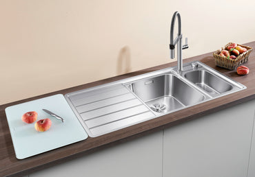 Chiuveta AXA III 6 S-IF, 522105, cuva stanga, otel satinat, 100 cm, tocator inclus, Blanco