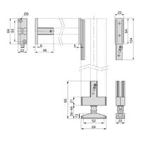 Kit de fitinguri cu nivelare dreptunghiulare pentru montarea profilelor Zero (pardoseală-perete), negru texturat, Emuca