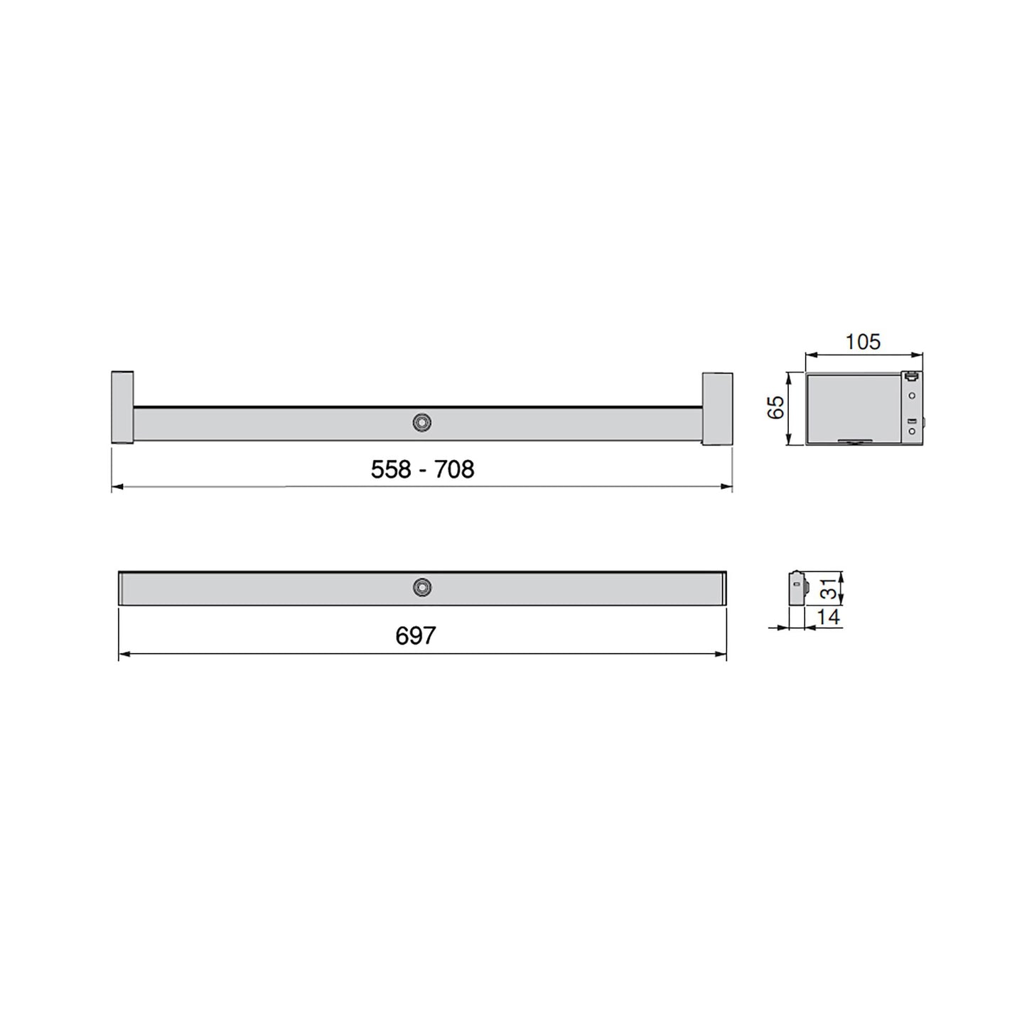 Bara Castor cu lumina LED si senzor de miscare pentru garderoba, 708mm, Emuca