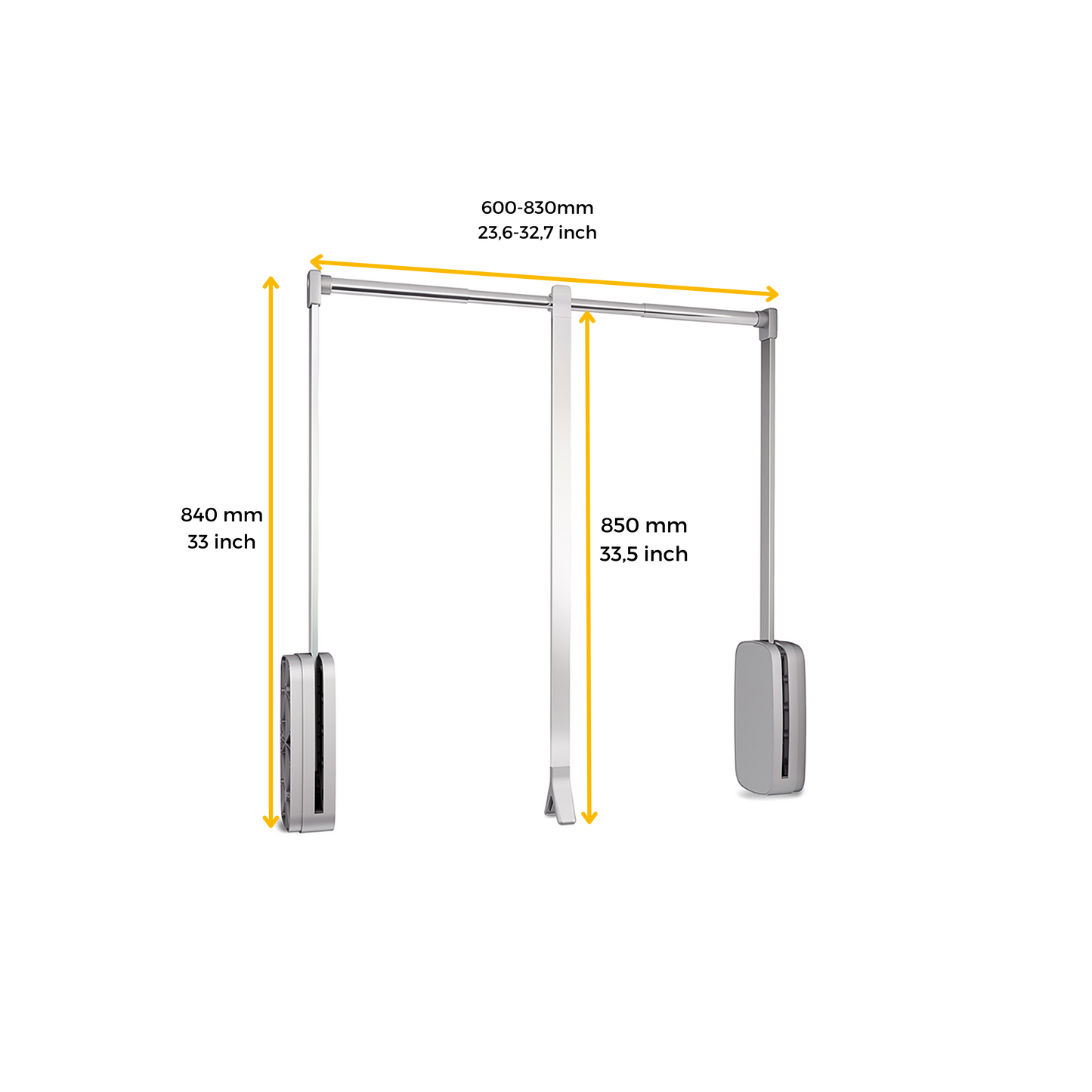 Bară de haine cu sistem lift pentru dulap, Sling 600-830mm, Emuca