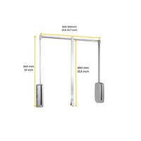 Bară de haine cu sistem lift pentru dulap, Sling 600-830mm, Emuca